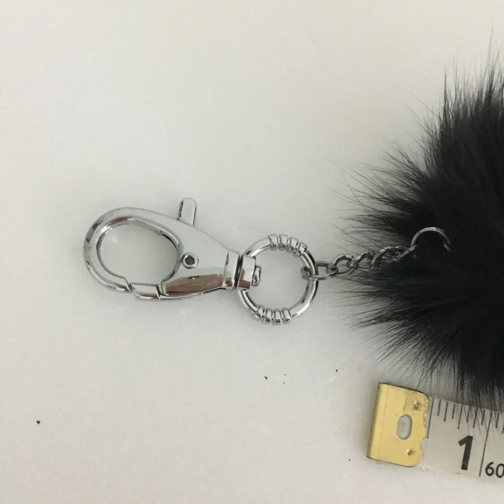 Animal Fur Keychain Black Mouse